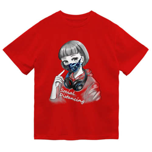 迷彩マスク  ブルー　文字白 Dry T-Shirt