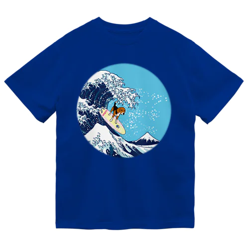 浮世絵サーフィンびぃぐる_まる ドライTシャツ