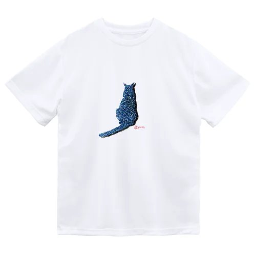 ドット猫バックスタイル（青） Dry T-Shirt