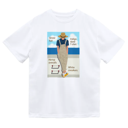 海と麦わら帽の青年 Dry T-Shirt