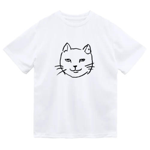 ニヒルな白猫  ドライTシャツ