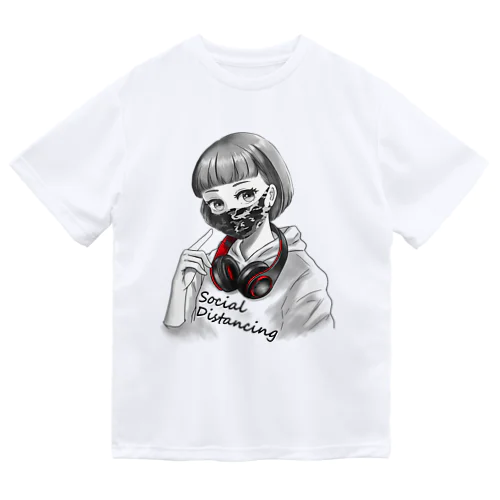 迷彩マスク モノクロ　文字黒 Dry T-Shirt