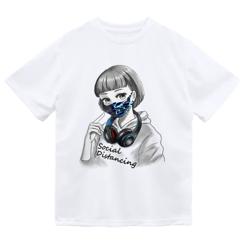 迷彩マスク  ブルー　文字黒 Dry T-Shirt