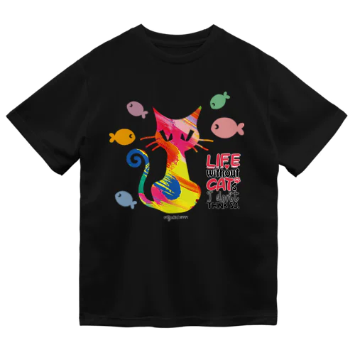 猫ライフ(ペンキ) ドライTシャツ