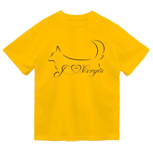 I Love Corgis 尻尾あり（ロゴブラック） Dry T-Shirt