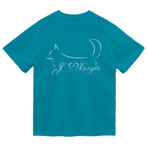 I Love Corgis 尻尾あり（ロゴホワイト） ドライTシャツ