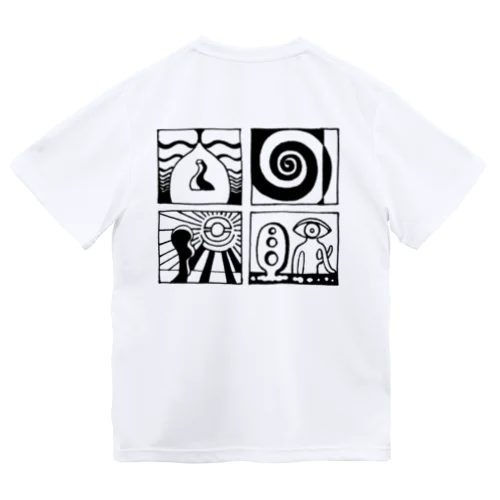 太陽の眼 文字絵(黒/背面) Dry T-Shirt