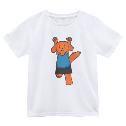 フィットネスわんこ 跳ねる ドライTシャツ