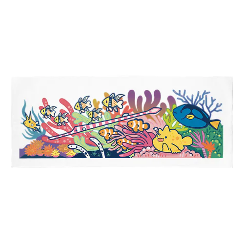 カエルアンコウとサンゴ礁 Face Towel