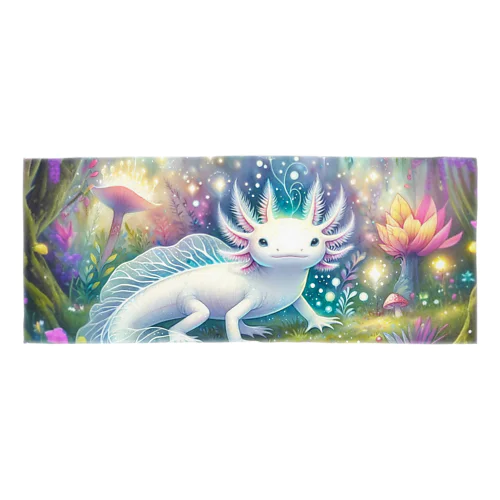白いウーパールーパーのファンタジーワールド Face Towel