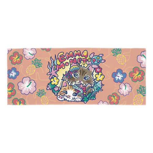 ロコなエマとモネ　サーモンピンク Face Towel