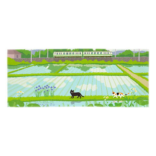 たびねこ /緑色の風/タオル用 Face Towel