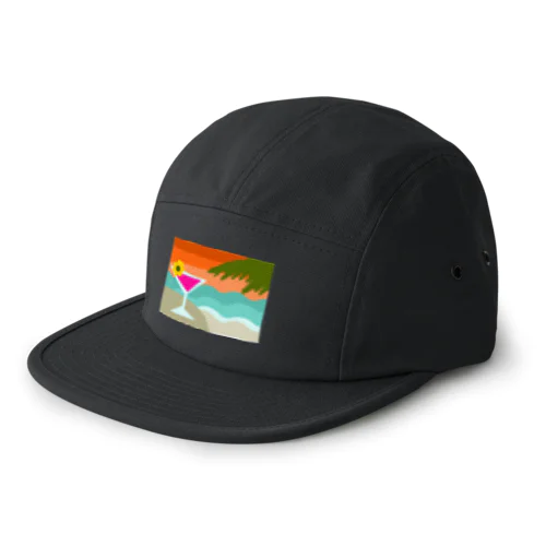 サンセットビーチでカクテルを 5 Panel Cap