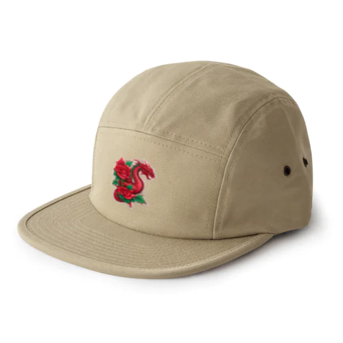 赤い薔薇とドラゴン 5 Panel Cap