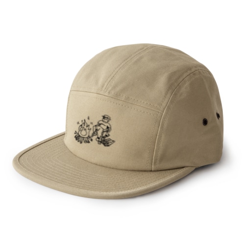 たきび01(黒文字) 5 Panel Cap