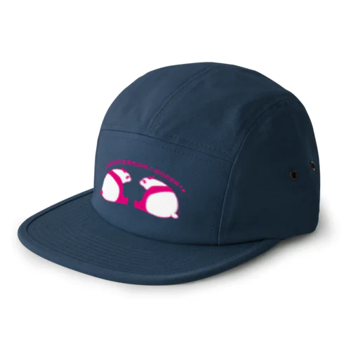 パンダの尻尾、黒か白か？【繁体】【ピンク】 5 Panel Cap