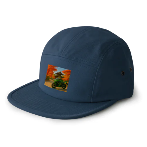 ご当地バイク旅　京都編　(フルカウル・green) 5 Panel Cap