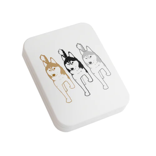 ３カラーのハスキー Flat Tin Case
