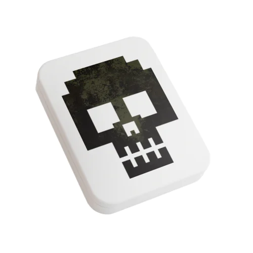 ■ドクロ　黒 Flat Tin Case