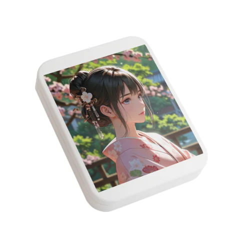 春の風に揺れる花と少女 Flat Tin Case