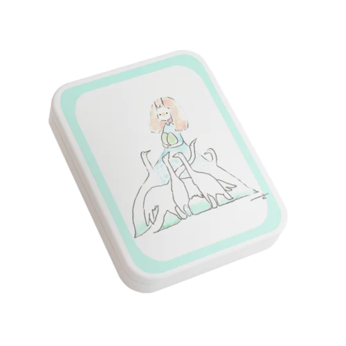 鳥と女の子のフラット缶ケース Flat Tin Case