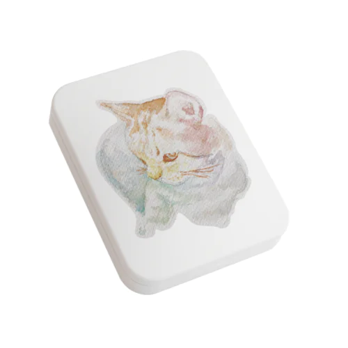 水彩ねこ Flat Tin Case