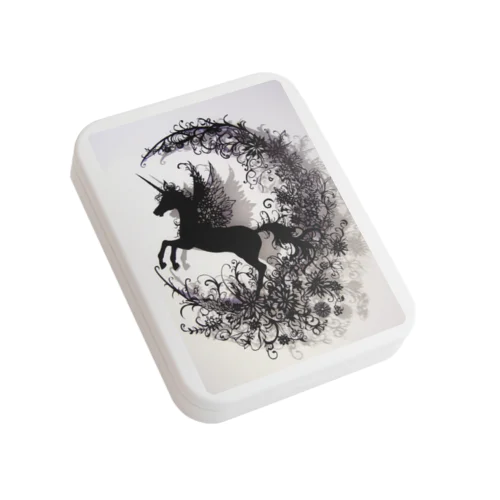 ユニコーン　切り絵風 Flat Tin Case