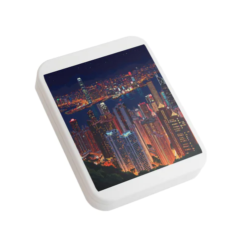 【絶景ピクセルアート】香港の夜景 Flat Tin Case