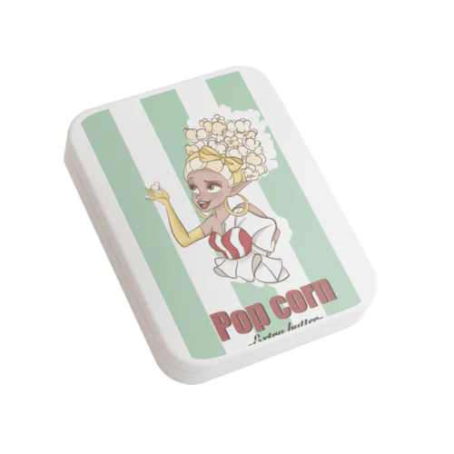 popcorn（グリーン） Flat Tin Case