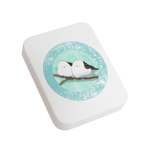 寄り添うシマエナガ Flat Tin Case