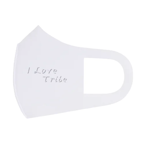 I LOVE Tribe　白文字背景透明 Face Mask