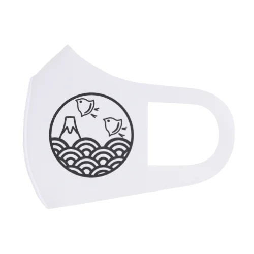 青海波と富士と千鳥(オフブラック) フルグラフィックマスク