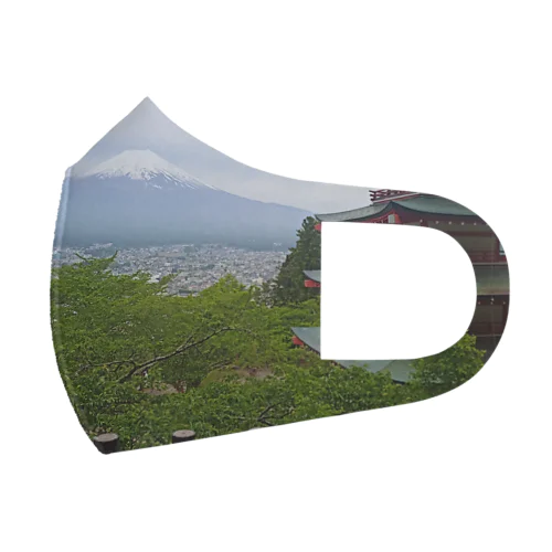 富士山と五重塔 Face Mask