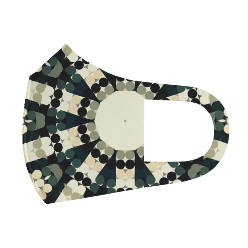Kaleidoscope dot olive  フルグラフィックマスク