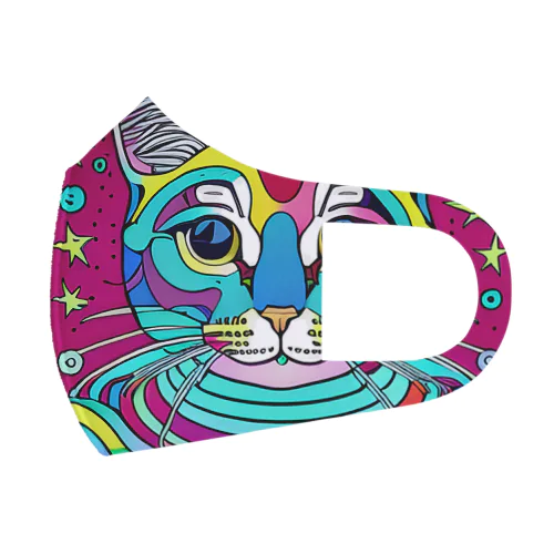サイケデリックな猫 フルグラフィックマスク
