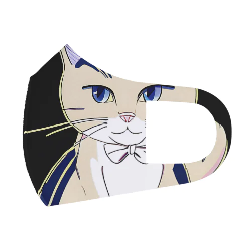 気品ある猫 シマシマ柄 フルグラフィックマスク