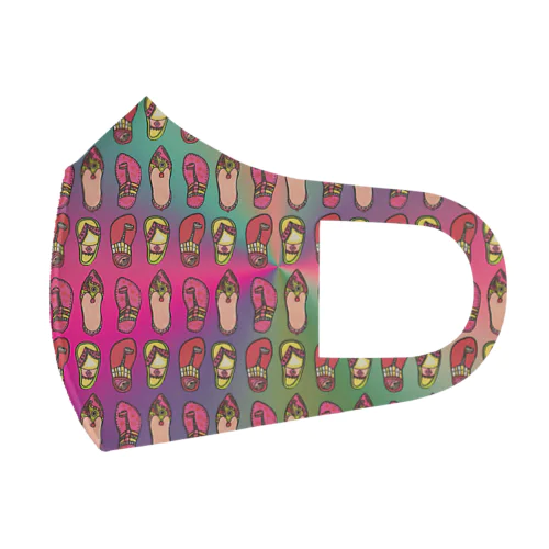 baboosh (モロッコのバブーシュ柄) レインボー Face Mask