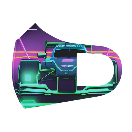 ネオンを纏うレーシングカー　 フルグラフィックマスク