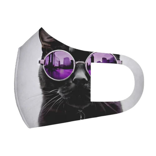黒猫紫サングラス Face Mask
