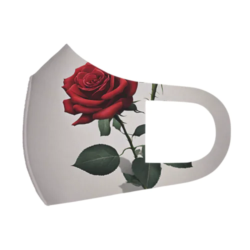 1本の赤い薔薇のイラストグッズ フルグラフィックマスク