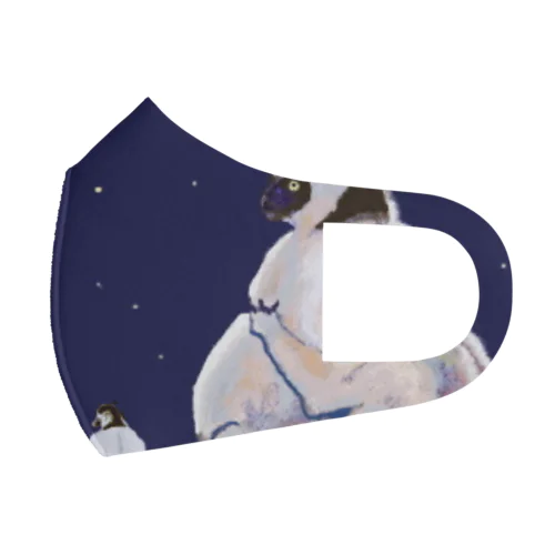 惑星を見る猿の親子 Face Mask