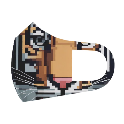 ドット絵で描かれた虎のアップ画像のプレミアムグッズ Face Mask