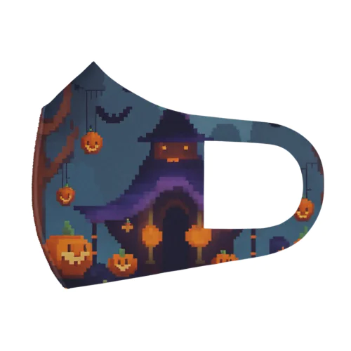 ドット絵のかぼちゃの魔女の家 フルグラフィックマスク