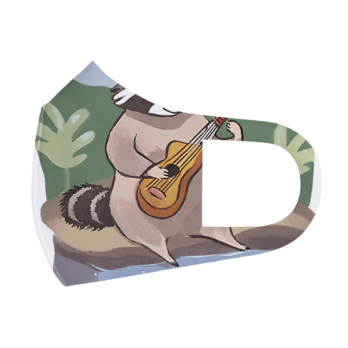 【大分県】タヌキが温泉地で湯につかりながら楽器を演奏する フルグラフィックマスク