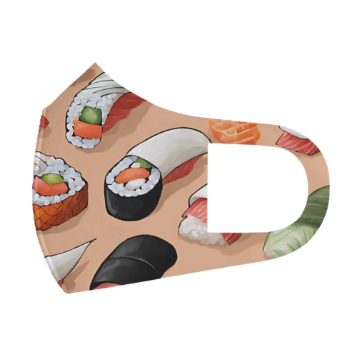 Nigiri sushi plain background illustration Face Mask