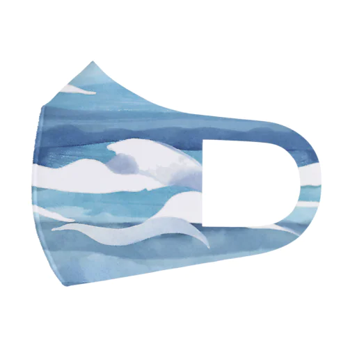 波（水彩画） フルグラフィックマスク