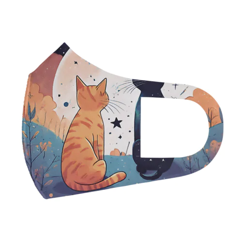 にゃんこのお月見 Face Mask