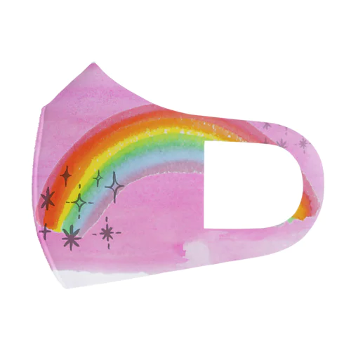 ピンク空と虹🌈 Face Mask