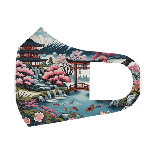 和の風景 - 富士山と桜 フルグラフィックマスク