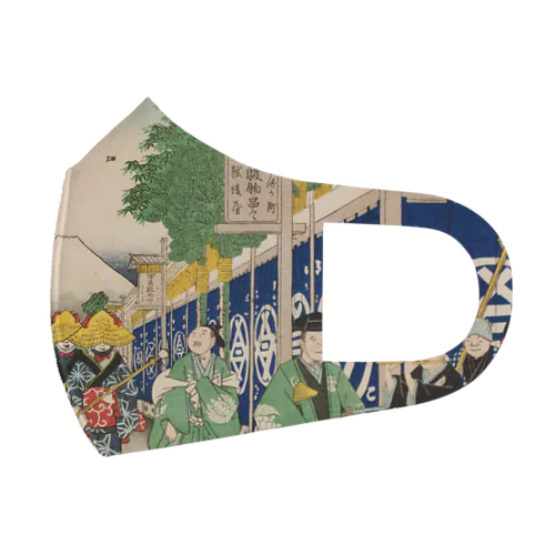 広重「冨二三十六景②　東都駿河町」歌川広重の浮世絵 Face Mask